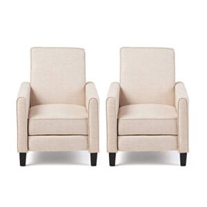 christopher knight home emmie fabric recliner (set of 2), beige, dark brown