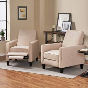 Christopher Knight Home Emmie Fabric Recliner (Set of 2), Beige, Dark Brown