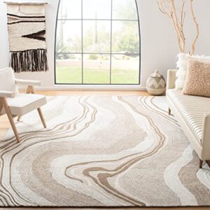 SAFAVIEH Fifth Avenue Collection 10' x 14' Beige/Ivory FTV121B Handmade Mid-Century Modern Abstract New Zealand Wool Living Room Dining Bedroom Area Rug