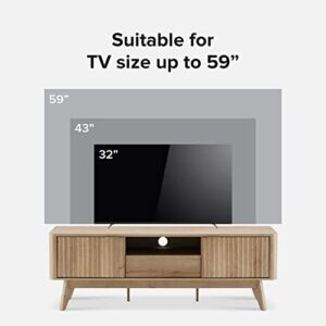 mopio Brooklyn Mid-Century Modern 57" TV Stand with Drawer, for TVs up to 59” Waveform Panel, Sleek Curved Profile with Adjustable Shelf and Sturdy Box Frame Leg (Golden Oak, 57")