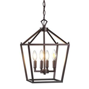 JONATHAN Y JYL7436A Pagoda Lantern Dimmable Adjustable Metal LED Pendant Classic Traditional Dining Room Living Room Kitchen Foyer Bedroom Hallway, 12 in, Oil Rubbed Bronze