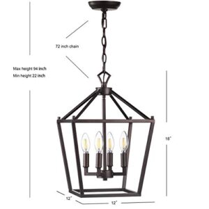 JONATHAN Y JYL7436A Pagoda Lantern Dimmable Adjustable Metal LED Pendant Classic Traditional Dining Room Living Room Kitchen Foyer Bedroom Hallway, 12 in, Oil Rubbed Bronze