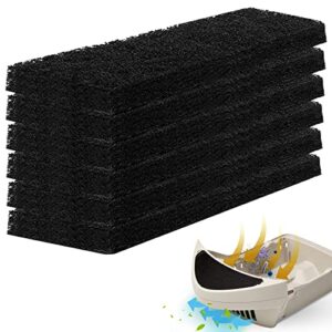 carbon filters for litter box automated, 6 pack replacement filters 9″×3″ thickened type, activated carbon filters absorb odor & dust control moisture