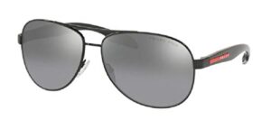 prada ps53ps lifestyle 1ab2f2 62m black/grey mirror silver gradient polarized pilot sunglasses for men+ bundle with designer iwear complimentary eyewear kit