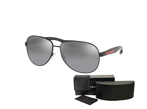 Prada PS53PS LIFESTYLE 1AB2F2 62M Black/Grey Mirror Silver Gradient Polarized Pilot Sunglasses For Men+ BUNDLE With Designer iWear Complimentary Eyewear Kit