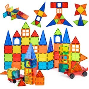 nutty toys magnetic tiles & car 30 pk, stem educational magnet building blocks, top kids toddler activities birthday gift for age 3 4 5 6 7 8 year old, best boy girl easter basket stuffers idea 2023