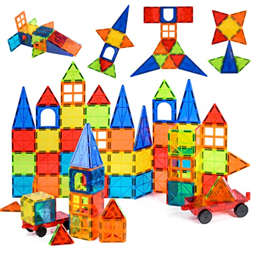 nutty toys Magnetic Tiles & Car 30 pk, STEM Educational Magnet Building Blocks, Top Kids Toddler Activities Birthday Gift for Age 3 4 5 6 7 8 Year Old, Best Boy Girl Easter Basket Stuffers Idea 2023