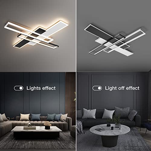 OKES LED Ceiling Light Fixture,85W Flush Mount Ceiling Lights with Remote,Black Square Acrylic Modern Ceiling Lamp for Bedroom,Kitchen,Living Room,Study Dimmable/3000-6000K