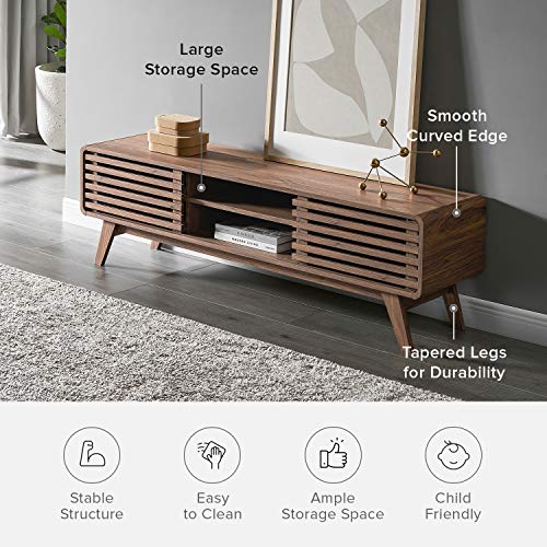mopio Ensley 59" Mid-Century Modern Tv Stand for 55/60 inch TV, Low Profile with Sleek Rounded Finishing