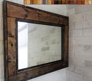 herringbone reclaimed wood framed mirror, available in 5 sizes and 20 stain colors: shown in dark walnut – large wall mirror – rustic modern home – home decor – mirror – housewares – woodwork – frame