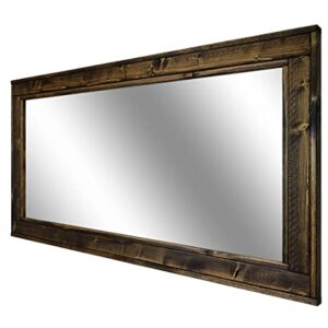 Herringbone Reclaimed Wood Framed Mirror, Available in 5 Sizes and 20 Stain colors: Shown in Dark Walnut - Large Wall Mirror - Rustic Modern Home - Home Decor - Mirror - Housewares - Woodwork - Frame