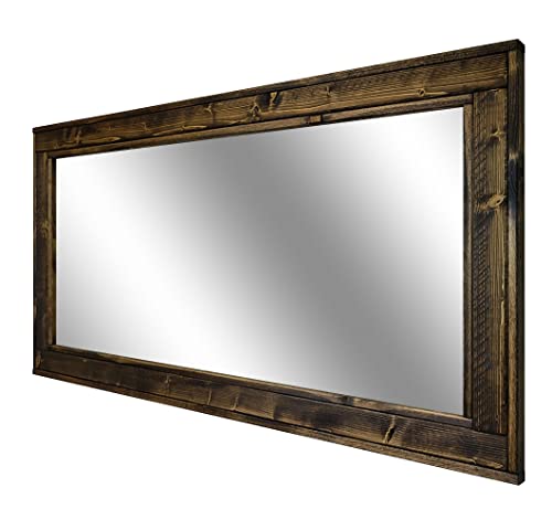 Herringbone Reclaimed Wood Framed Mirror, Available in 5 Sizes and 20 Stain colors: Shown in Dark Walnut - Large Wall Mirror - Rustic Modern Home - Home Decor - Mirror - Housewares - Woodwork - Frame