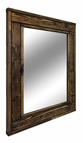 Herringbone Reclaimed Wood Framed Mirror, Available in 5 Sizes and 20 Stain colors: Shown in Dark Walnut - Large Wall Mirror - Rustic Modern Home - Home Decor - Mirror - Housewares - Woodwork - Frame