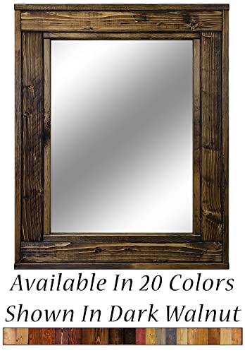 Herringbone Reclaimed Wood Framed Mirror, Available in 5 Sizes and 20 Stain colors: Shown in Dark Walnut - Large Wall Mirror - Rustic Modern Home - Home Decor - Mirror - Housewares - Woodwork - Frame