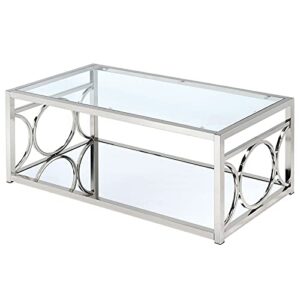 furniture of america beller contemporary metal 1-shelf coffee table in chrome