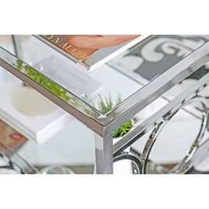 Furniture of America Beller Contemporary Metal 1-Shelf Coffee Table in Chrome