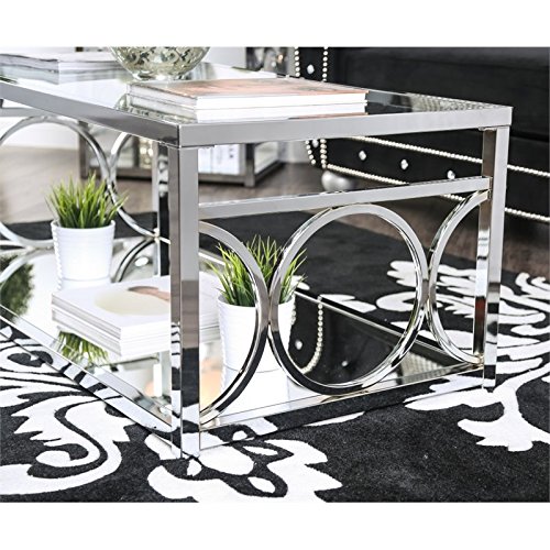 Furniture of America Beller Contemporary Metal 1-Shelf Coffee Table in Chrome