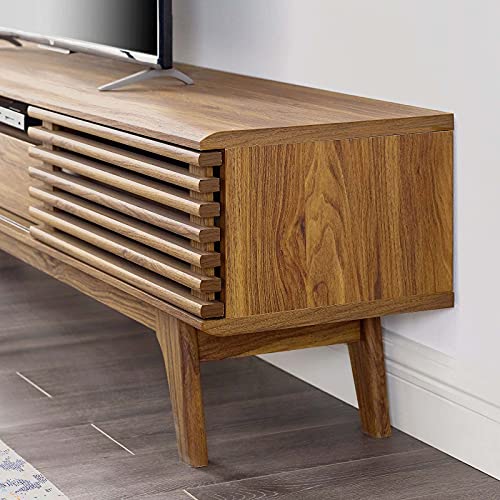 Modway Render 70" Mid-Century Modern Low Profile Entertainment TV Stand, 70 Inch, Walnut Walnut