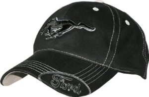 ford mustang black hat / cap with silver stitching and adustable closure