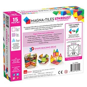 MAGNA - TILES Stardust Set, The Original Magnetic Building Tiles for Creative Open-Ended Play, Educational Toys for Children Ages 3 Years + (15 Pieces Including Glitter and Mirrors)