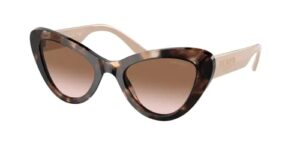 prada pr13ys 07r0a6 52mm havana/brown gradient cat eye sunglasses for women + bundle with designer iwear complimentary eyewear kit