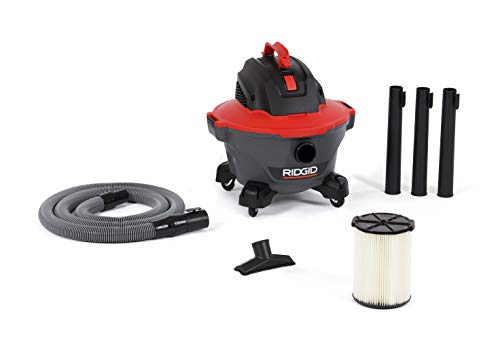 RIDGID, 62698, 6 Gallon RT0600 NXT Wet/Dry Vac, RED Professional Industrial, 4.25 HP, Dark Gray and Red & RIDGID VT2534 7-Piece Auto Detailing Vacuum Hose Accessory Kit for 1 1/4 Inch Vacuums