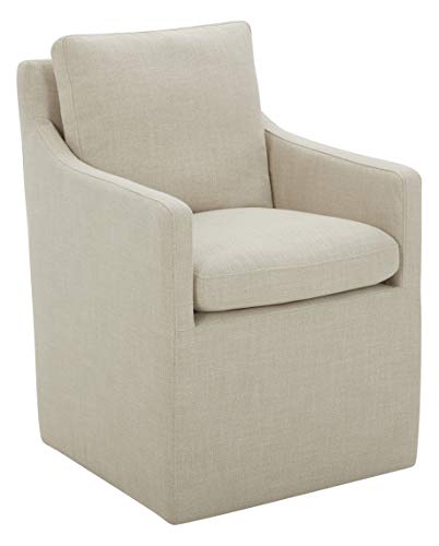 Amazon Brand – Stone & Beam Vivianne Modern Upholstered Dining Chair with Casters, 24.4"W, Linen