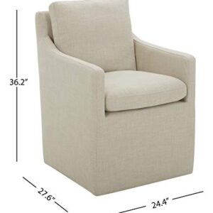 Amazon Brand – Stone & Beam Vivianne Modern Upholstered Dining Chair with Casters, 24.4"W, Linen