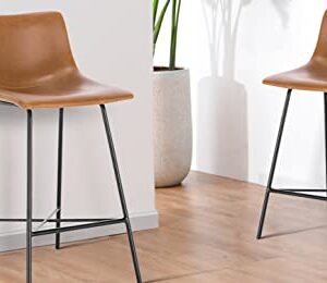 Poly and Bark Paxton 24” Counter Stool, Set of 3 Tan