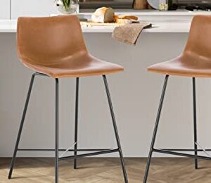 Poly and Bark Paxton 24” Counter Stool, Set of 3 Tan