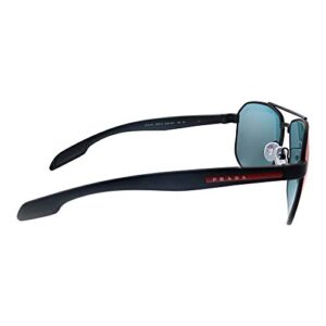 Prada Linea Rossa PS 51VS DG09Q1 Black Metal Pillow Sunglasses Red Mirror Lens