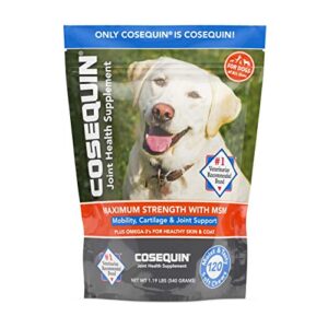 nutramax cosequin joint health supplement for dogs – with glucosamine, chondroitin, msm, and omega-3’s, 120 soft chews