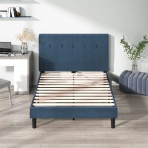 ZINUS Omkaram Upholstered Platform Bed Frame / Mattress Foundation / Wood Slat Support / No Box Spring Needed / Easy Assembly, Queen