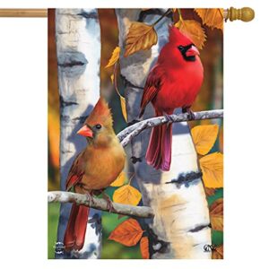birch tree cardinals fall house flag 28″ x 40″ autumn leaves briarwood lane