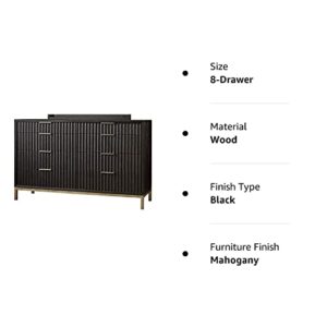 Modus Furniture Solid Wood Dresser, 8-Drawer, Kentfield - Black Drifted Oak