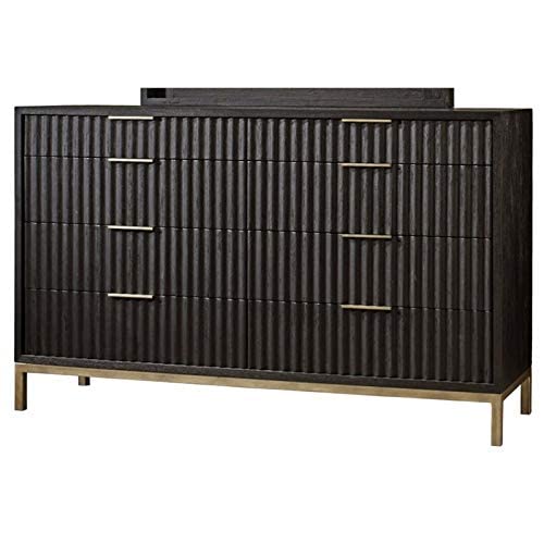 Modus Furniture Solid Wood Dresser, 8-Drawer, Kentfield - Black Drifted Oak