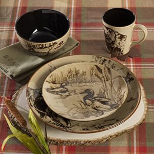 Mossy Oak Animal Print 16 Piece Dinnerware Set, Black and Beige