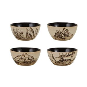 Mossy Oak Animal Print 16 Piece Dinnerware Set, Black and Beige