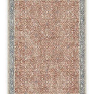 RUGGABLE Celestine Washable Rug - Perfect Vintage Area Rug for Living Room Bedroom Kitchen - Pet & Child Friendly - Stain & Water Resistant - Coral 5'x7' (Standard Pad)