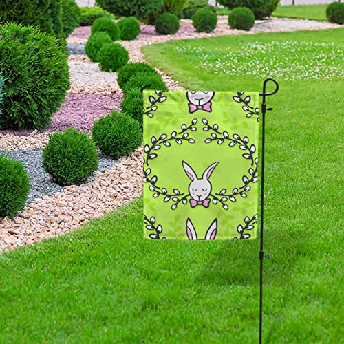 My Little Nest Seasonal Garden Flag Spring Easter White Bunny Wreath Double Sided Vertical Garden Flags for Home Yard Holiday Flag Outdoor Decoration Farmhouse Banner 12"x18"