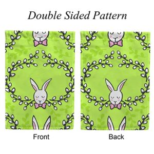 My Little Nest Seasonal Garden Flag Spring Easter White Bunny Wreath Double Sided Vertical Garden Flags for Home Yard Holiday Flag Outdoor Decoration Farmhouse Banner 12"x18"