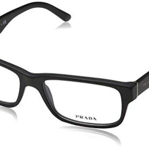 Prada Heritage PR 16MV 1BO1O1 Matte Black Plastic Rectangle Eyeglasses 55mm