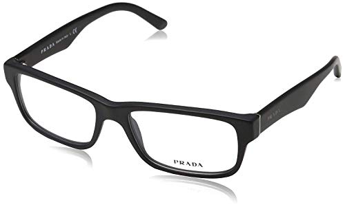 Prada Heritage PR 16MV 1BO1O1 Matte Black Plastic Rectangle Eyeglasses 55mm