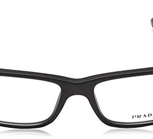 Prada Heritage PR 16MV 1BO1O1 Matte Black Plastic Rectangle Eyeglasses 55mm