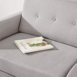 Mellow Adair Mid-Century Modern Loveseat/Sofa/Couch with Armrest Pockets, Light Grey