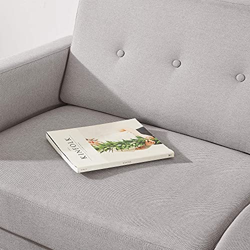 Mellow Adair Mid-Century Modern Loveseat/Sofa/Couch with Armrest Pockets, Light Grey