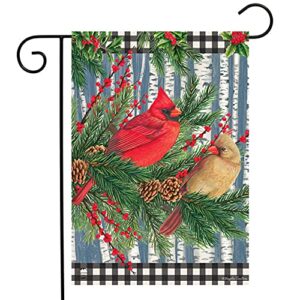 winter birch tree cardinals garden flag 12.5″ x 18″ briarwood lane