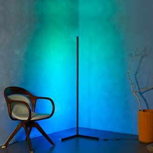 corner floor lamp for living room, corner light, rgb color changing modern mood lighting, 1 pack, bluetooth app and remote control music sync great theater lighting effect for home