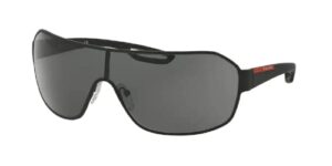 prada ps52qs dg01a1 37mm black rubber/grey rectangle sunglasses for men + bundle with designer iwear complimentary eyewear kit
