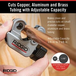 RIDGID 29963 Model 35S 1/4" to 1-3/8" Stainless Steel Tubing Cutter with X-CEL Knob, Silver & 40617 Model 101 Close Quarters Tubing Cutter with 1/4"-1-1/8" Cutting Capacity, Silver